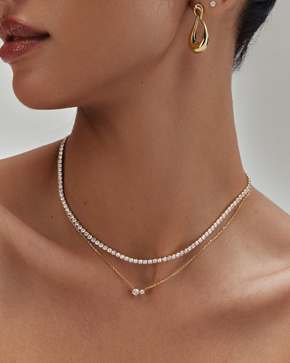 Ania Haie Gold Half-Bezel Round Tennis Necklace N076-16G N076-16G view 4