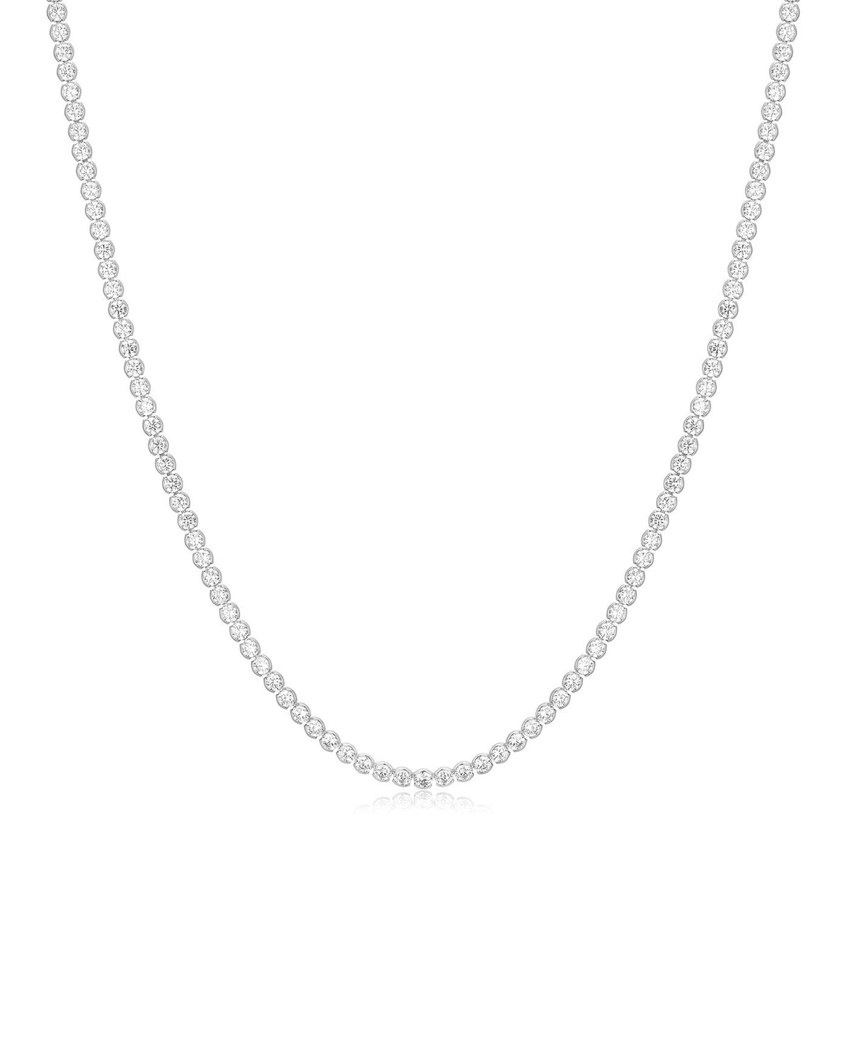 Ania Haie Silver Half-Bezel Round Tennis Necklace N076-16H N076-16H front packshot