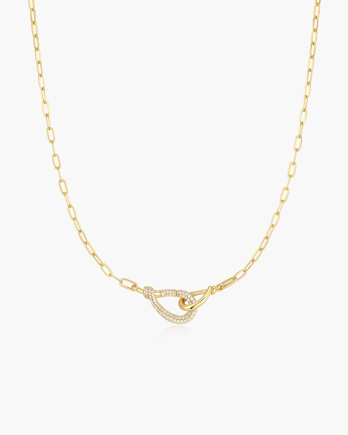 Ania Haie Gold Interlocked Pave & Polished Knot Necklace N077-05G N077-05G front packshot