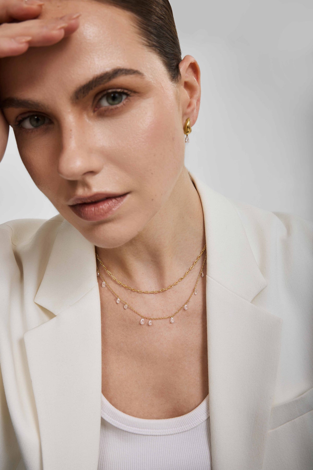 Ania Haie Gold Ethereal Teardrop Dangle Station Necklace N078-01G N078-01G view 3