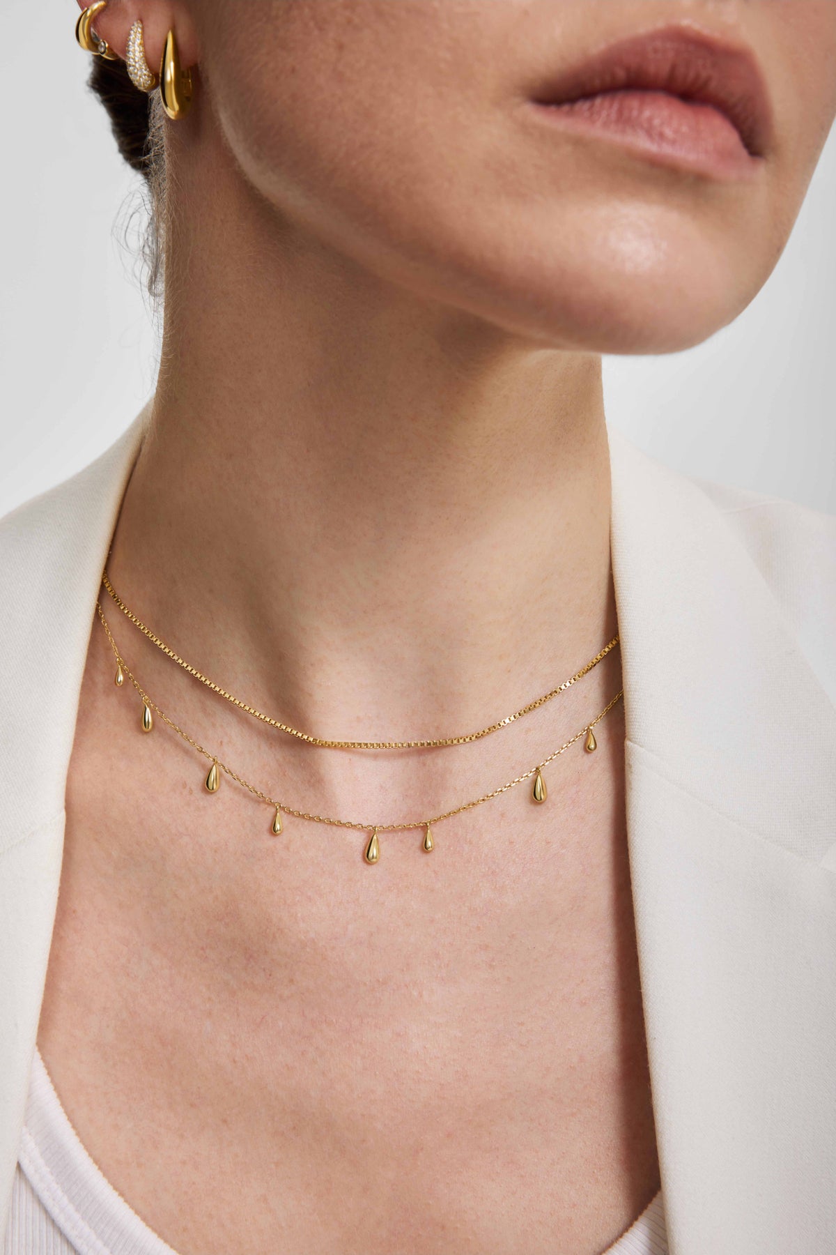 Ania Haie Gold Polished Teardrop Dangle Station Necklace N078-02G N078-02G view 2