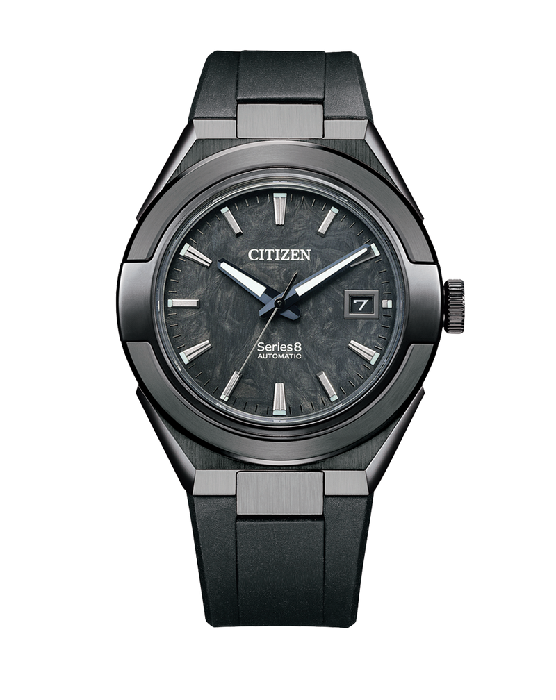 Sleek black Citizen wristwatch with a date display.