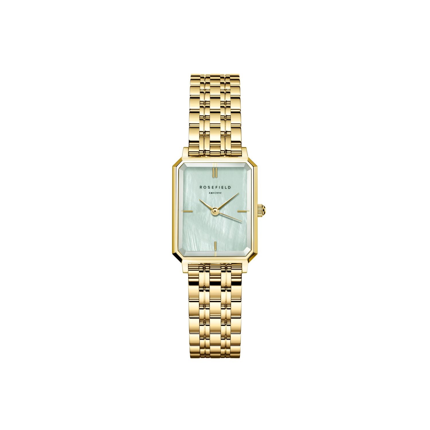 Rosefield Octagon XS Green MOP Steel Gold Watch OGGSG-O71