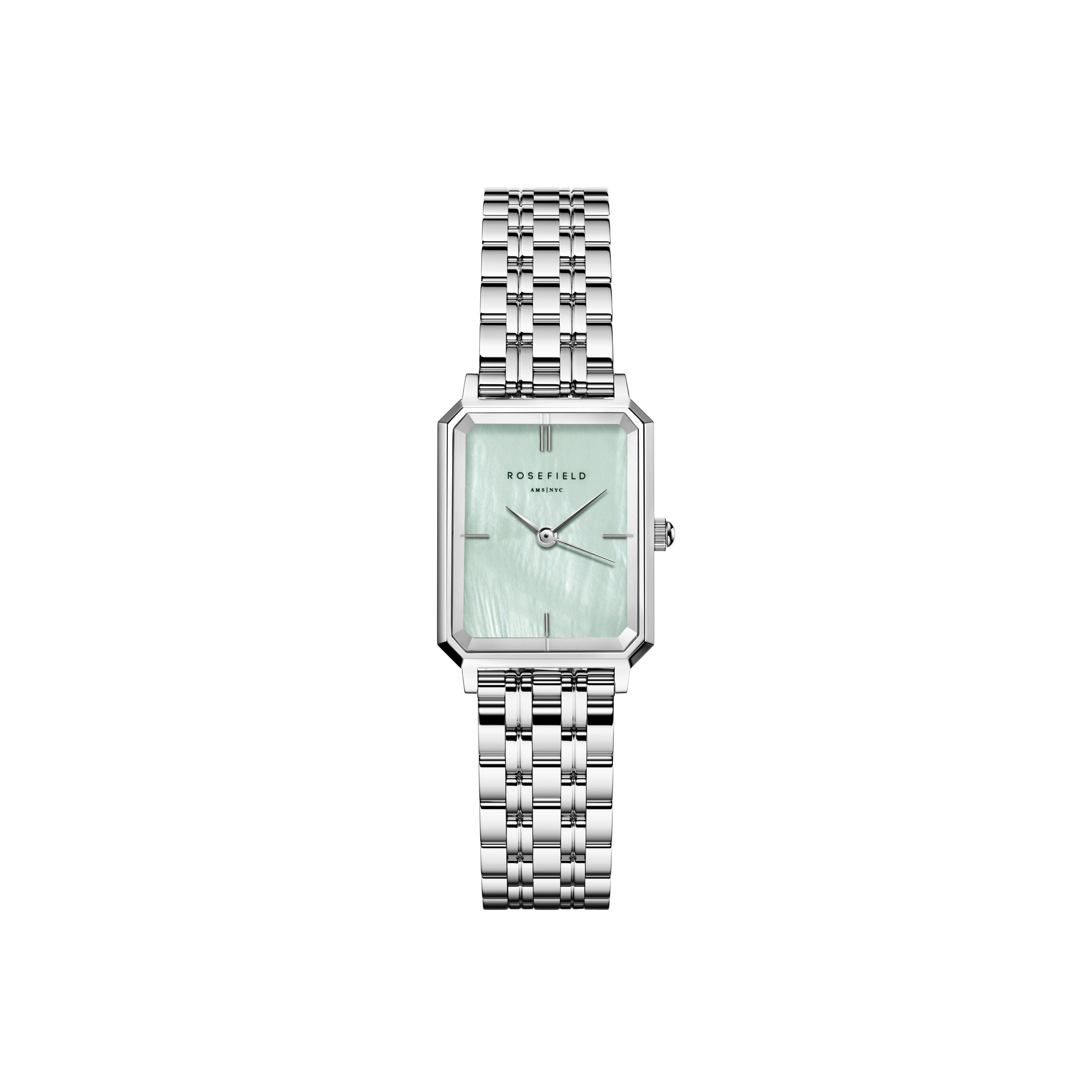 Rosefield Octagon XS Green MOP Steel Silver Watch OGGSS-O72