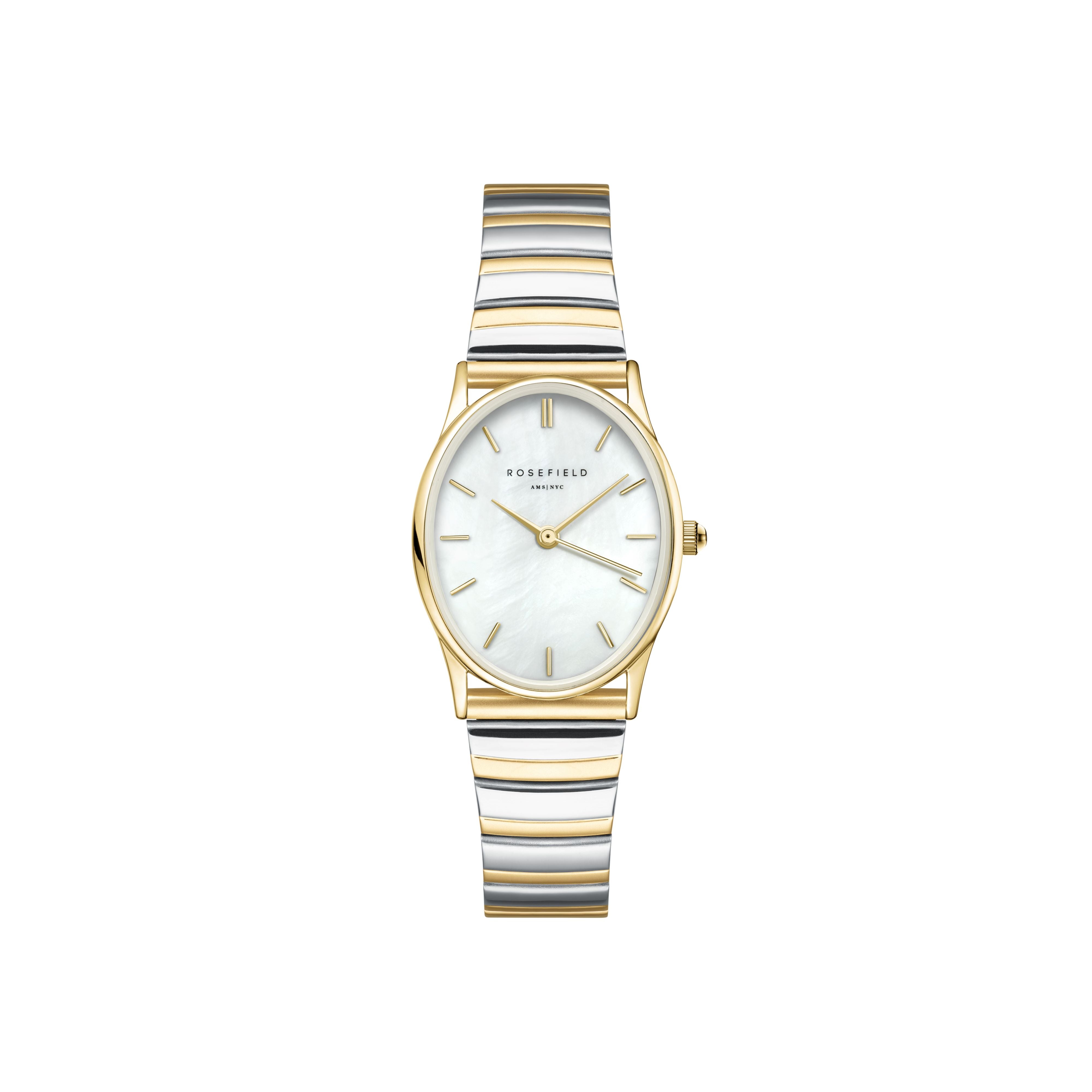 Rosefield Oval White MOP Duotone Shine Finish Watch OVWDSG-OV17