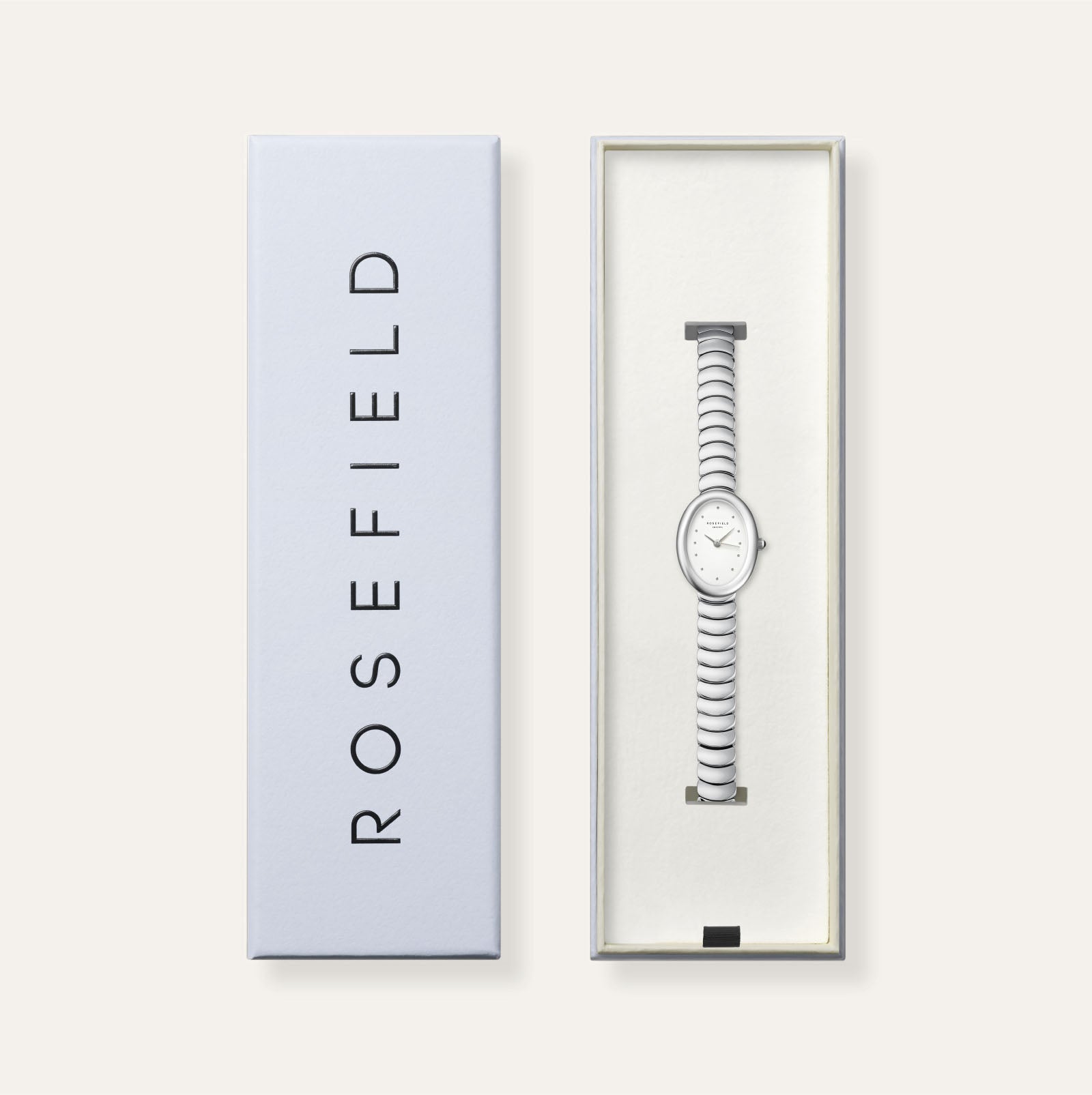 Rosefield Oval White Dial Silver Finish Watch OVWSSS-OV20