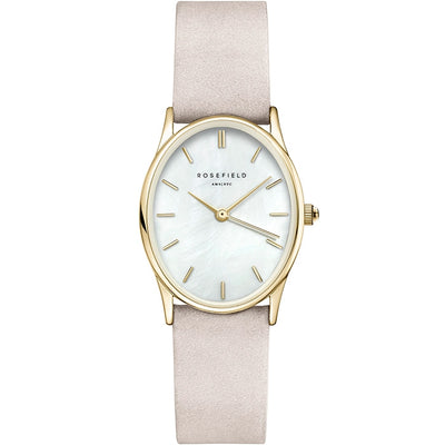 Rosefield Oval White Dial Light Grey Leather Watch OWGLG-OV05