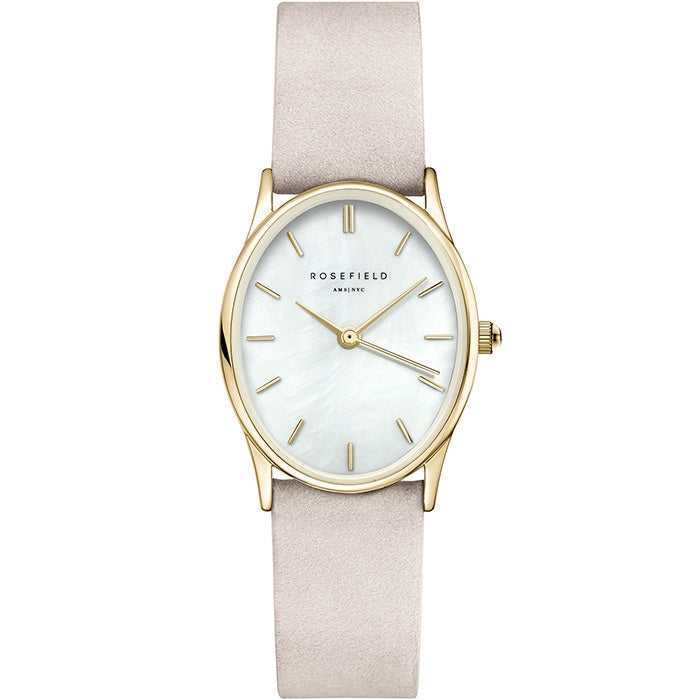 Rosefield Oval White Dial Light Grey Leather Watch OWGLG-OV05