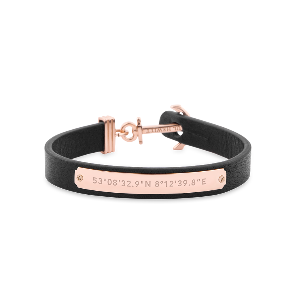 Paul Hewitt Signum Female Coordinates Rose Gold / Black Bracelet - S