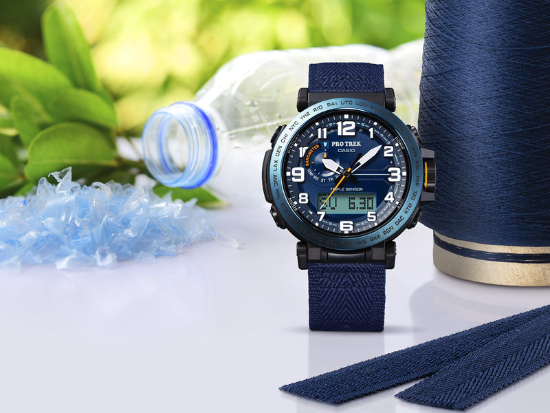 Casio Protek DUO Climber Blue Fabric Strap Watch PRG601YB-2D