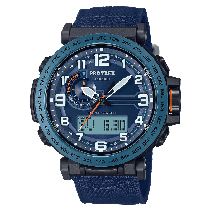 Casio Protek DUO Climber Blue Fabric Strap Watch PRG601YB-2D