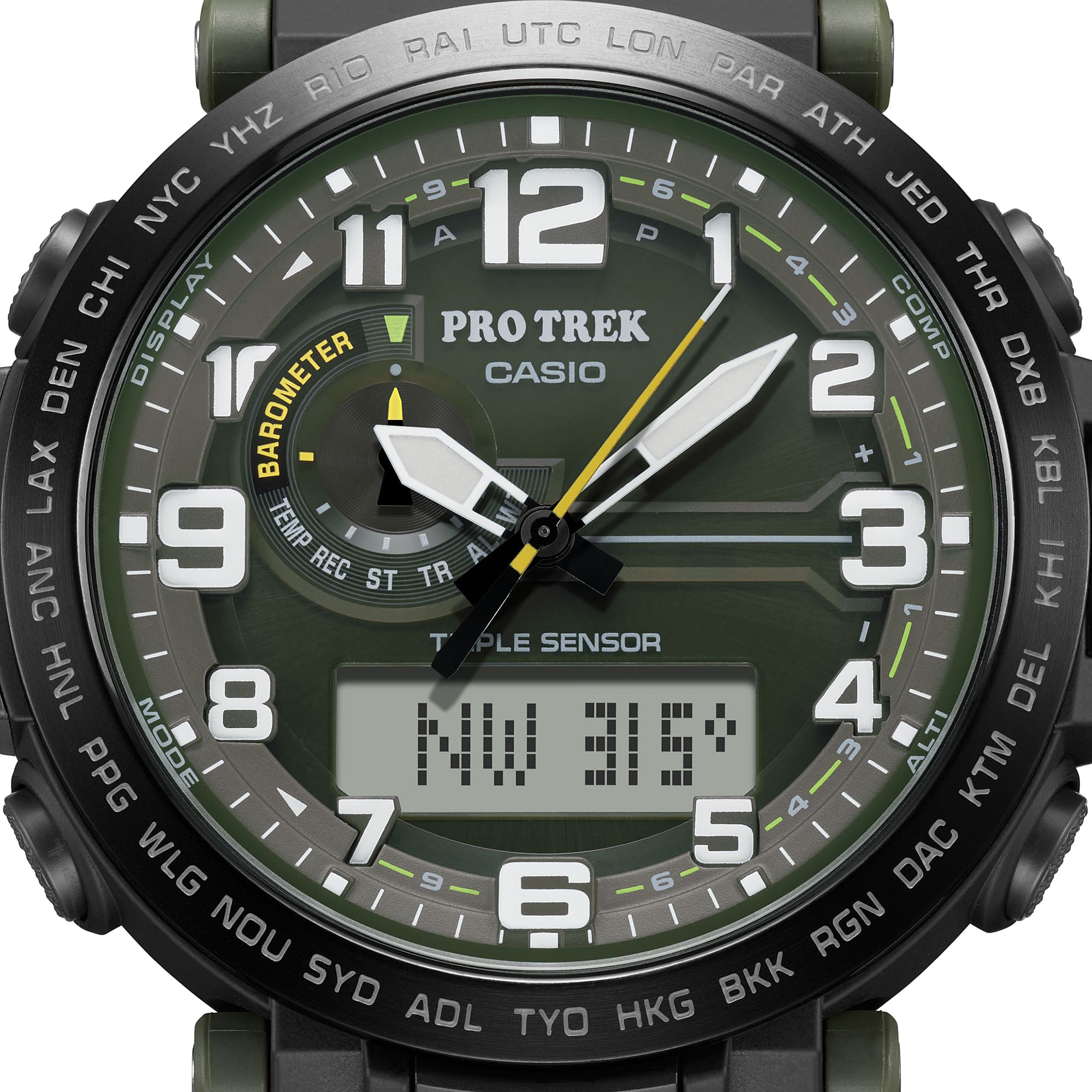 Casio Protek DUO Climber Black Fabric Strap Watch PRG601YB-3D