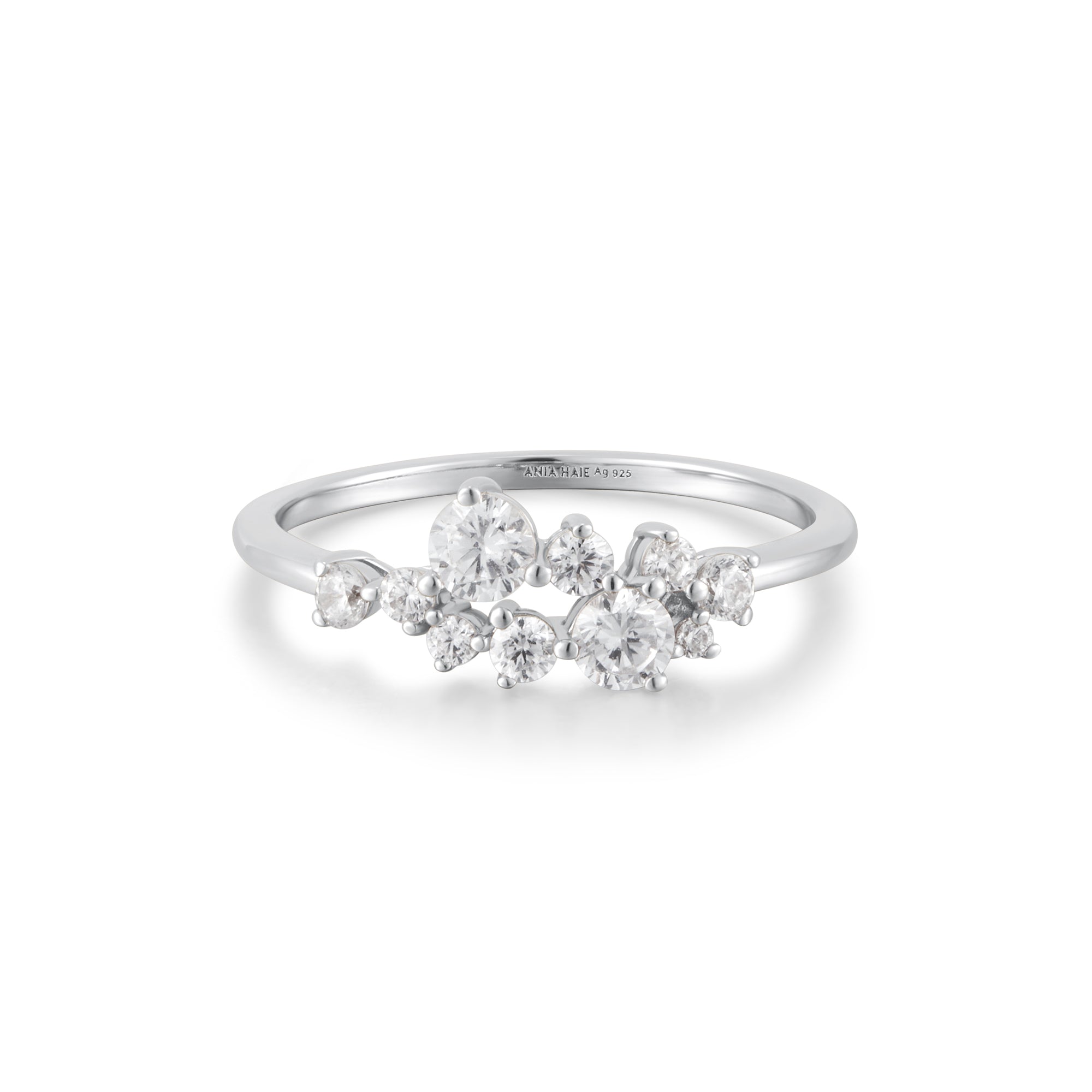 Ania Haie Silver Flower Cluster Ring Sparkling Pave Luxury Style