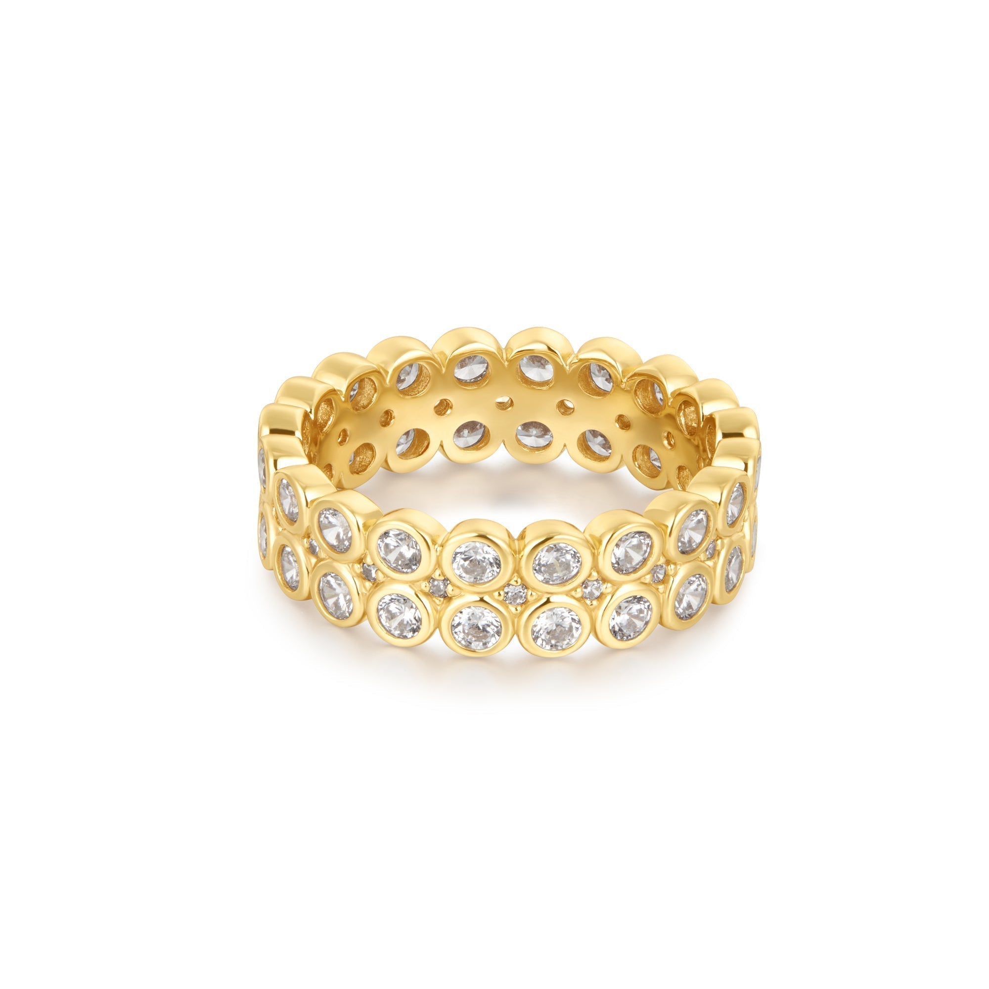 Ania Haie Gold Double Row Bezel Ring Modern Elegant Design