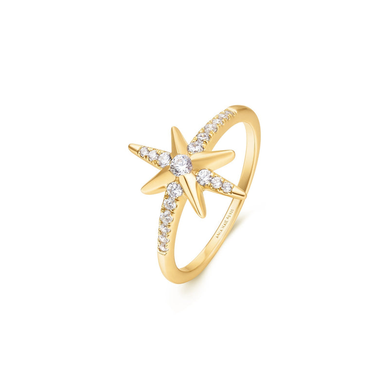 Ania Haie Gold Eight-Pointed Star Signet Ring