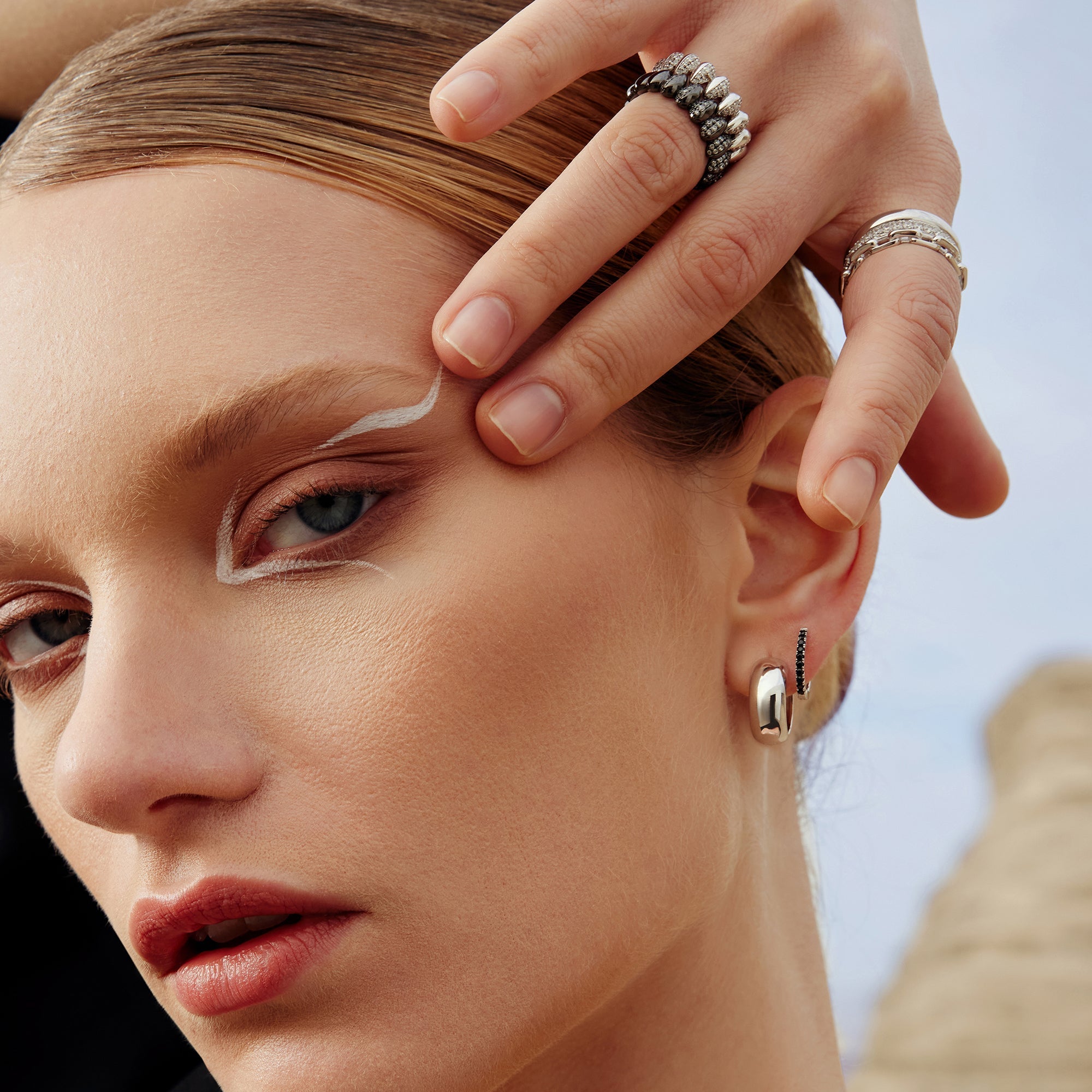 Ania Haie Black Sparkling Puffy Spike Ring Bold Statement Jewelry