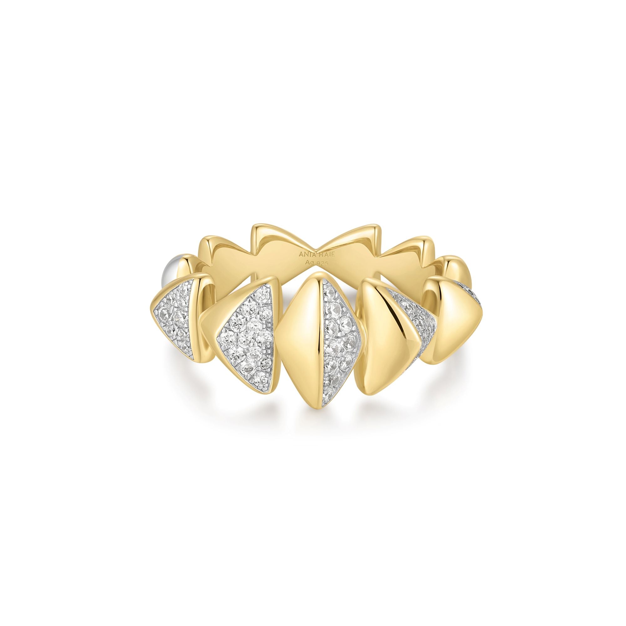 Ania Haie Two Tone Puffy Spike Ring Bold Edgy Statement Jewelry