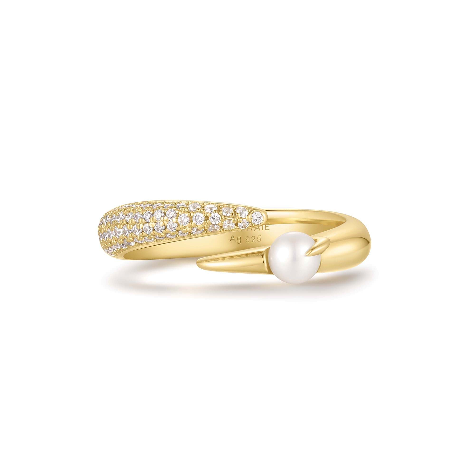 Ania Haie Gold Pearl Adjustable Ring Modern Luxury Statement Jewelry