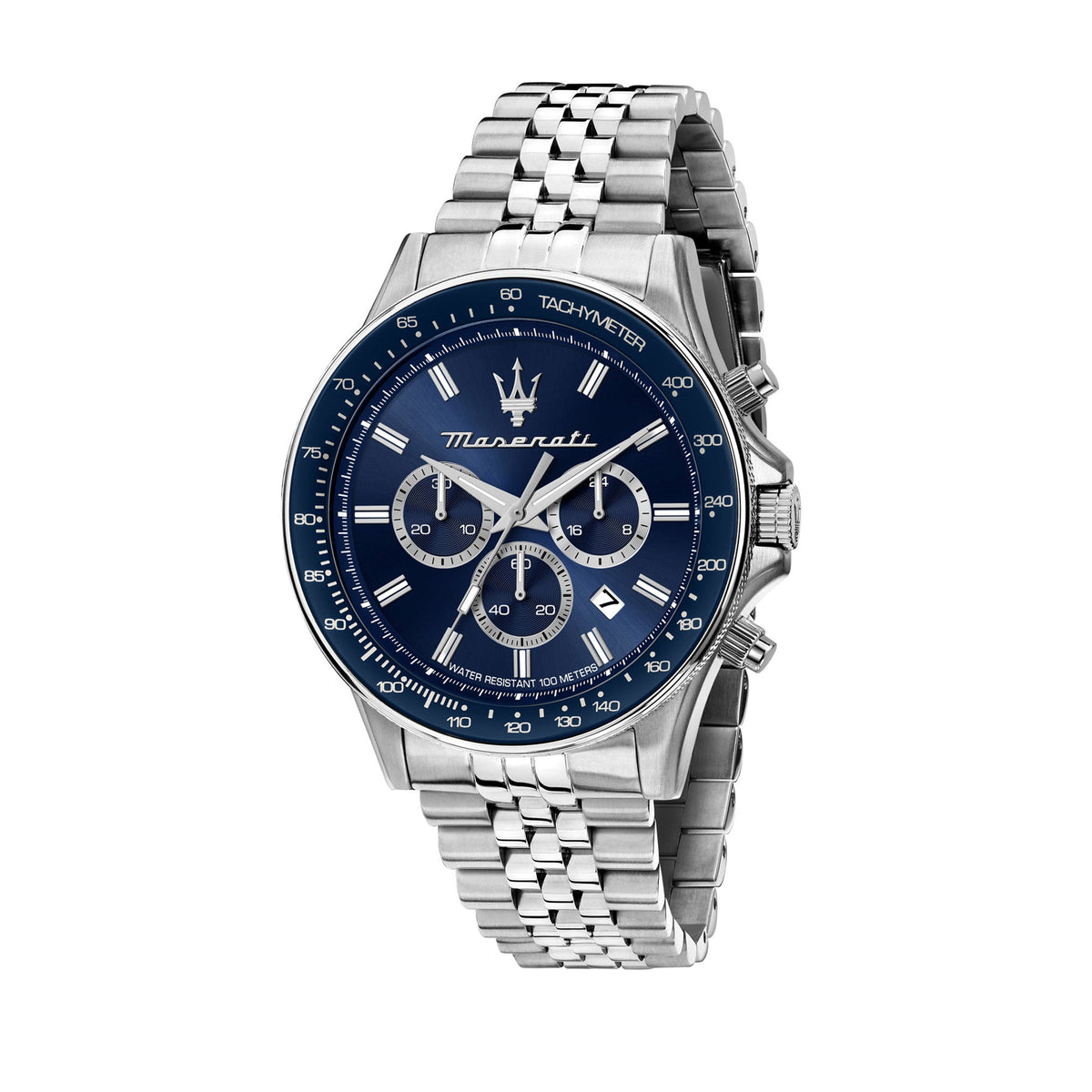 Maserati Sfida Sport 44mm Chrono Blue Dial Stainless Steel Strap Watch