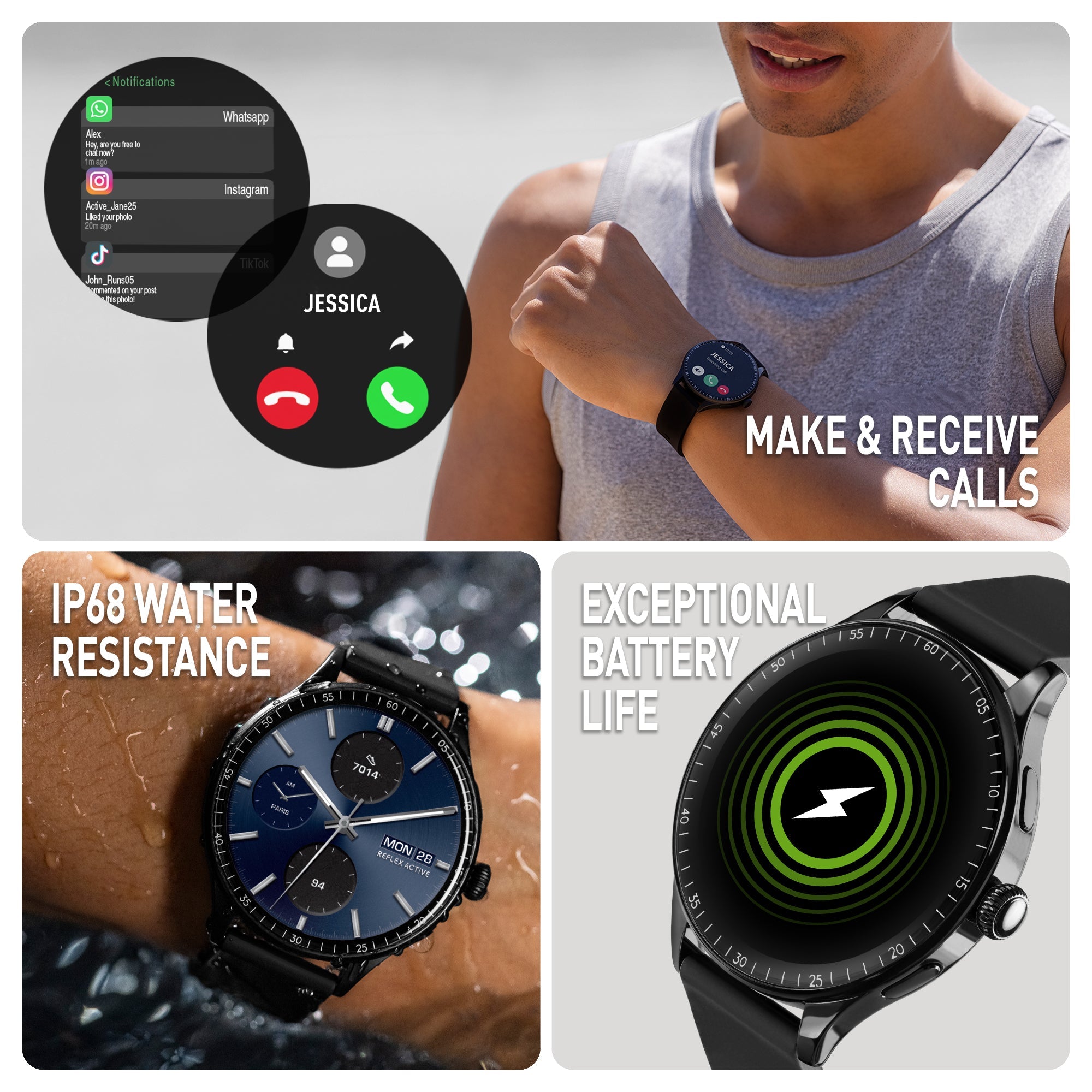 Reflex Active Series Spectra AMOLED Smart Watch BLACK