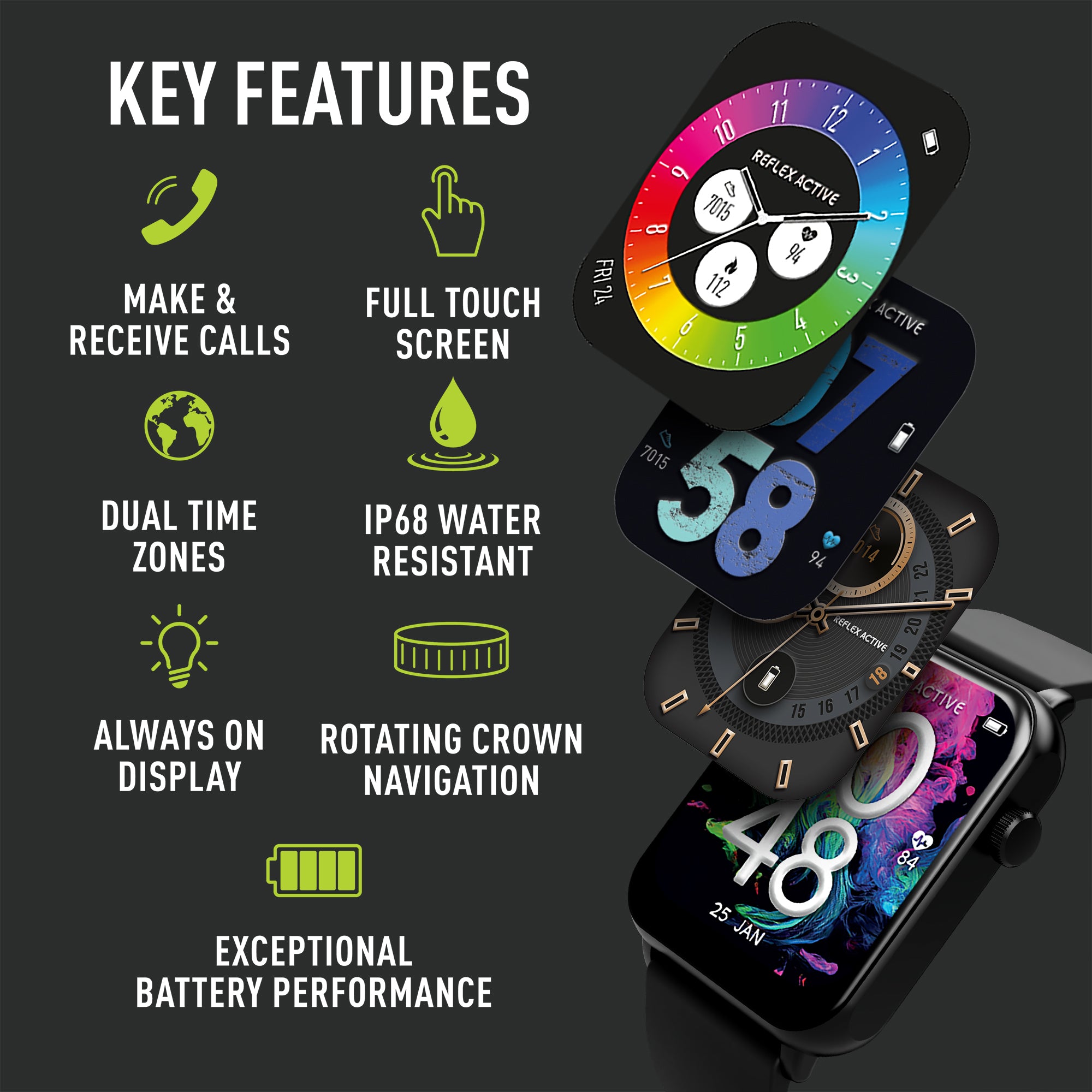 Reflex Active Series 30 Amoled Black Case & Black Silicon Strap RA30-2186