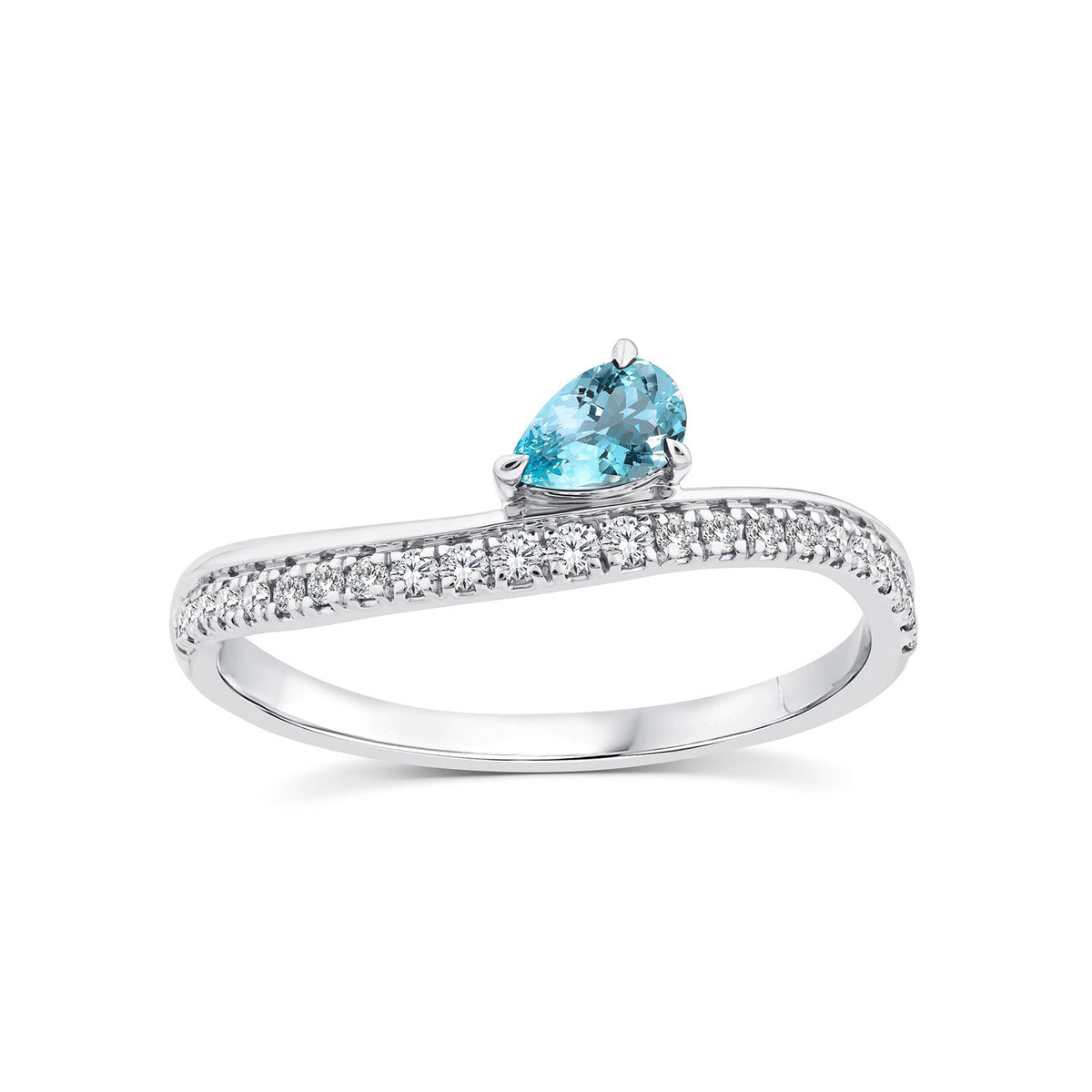 0.15ct Diamond & Aquamarine Ring in 9K White Gold