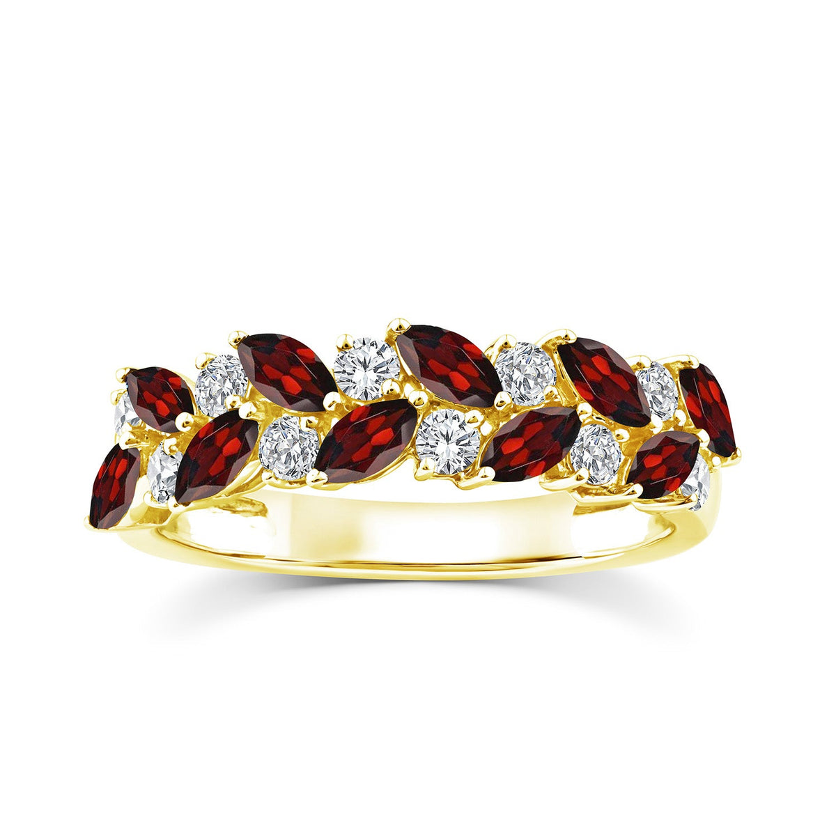 0.33ct Marquise Diamond & Garnet Ring in 9K Yellow Gold