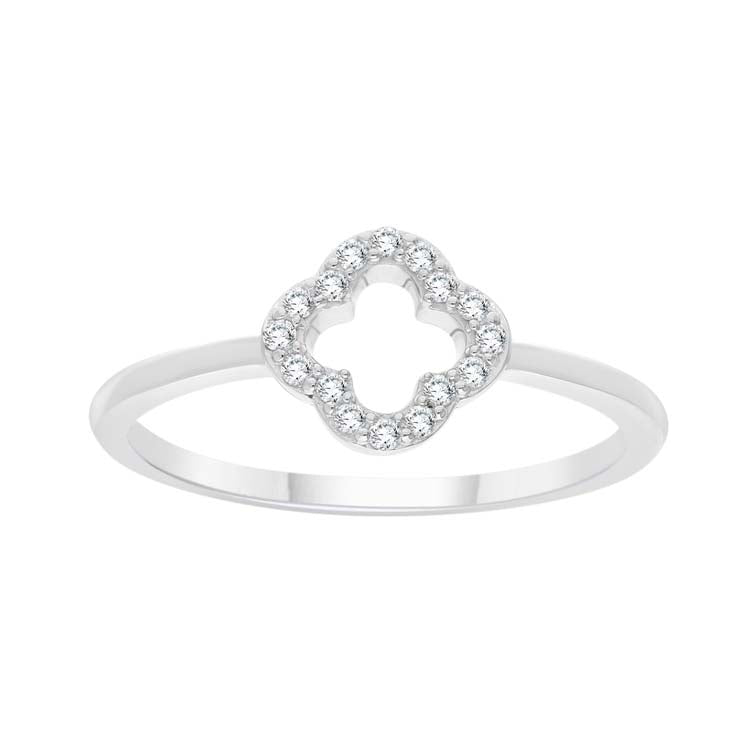 0.09ct Diamond Clover Ring in 9K White Gold