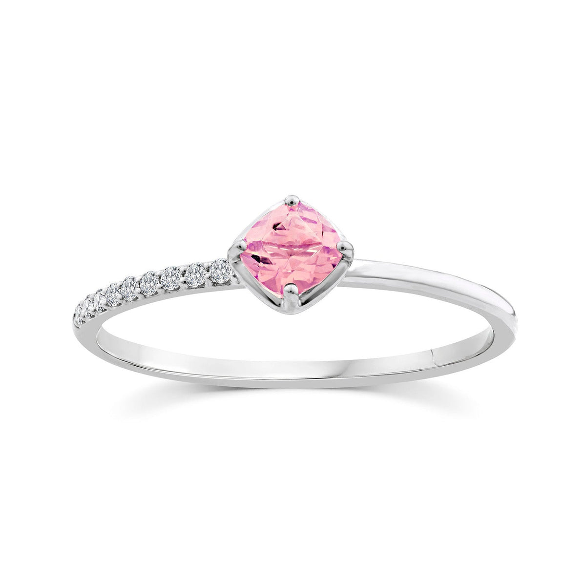 0.02ct Diamond & Pink Sapphire Ring in 9K White Gold