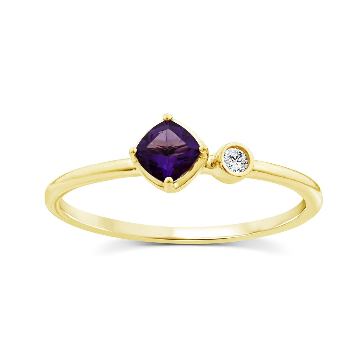 0.03ct Diamond & Purple Amethyst Ring in 9K Yellow Gold