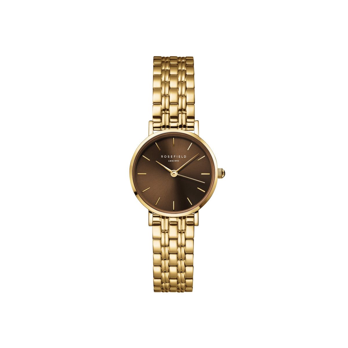 Rosefield Small Edit Chocolate Brown Dial Gold-Tone Bracelet Watch SEBGSG-SE05