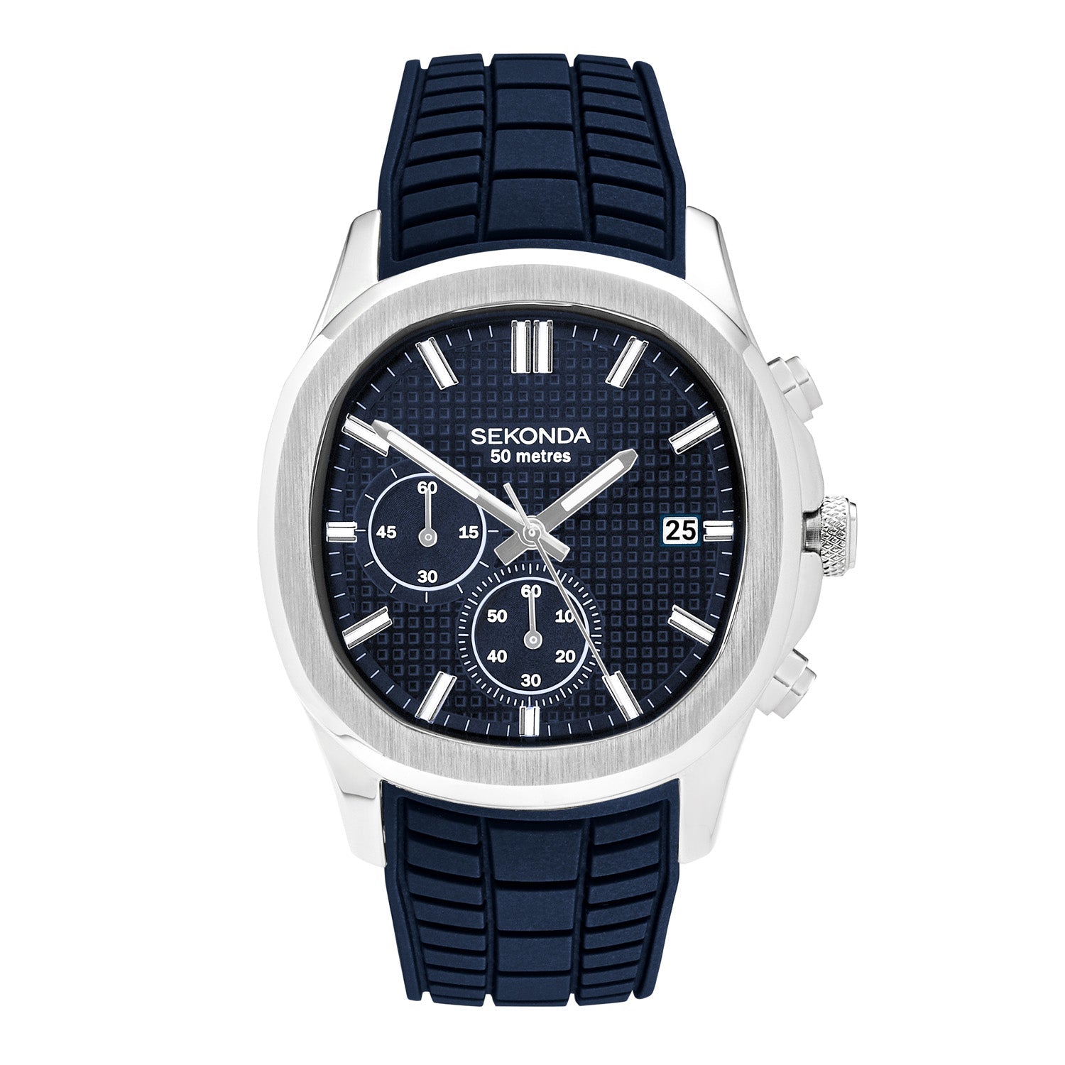 Sekonda Octaire 40mm Blue Dial Mens Watch With Rubber Strap