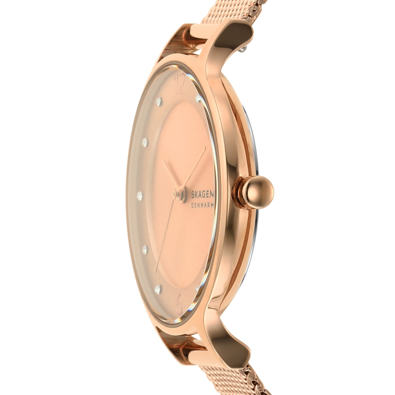 Skagen Anita Lille Rose Gold Stainless Steel Mesh Watch Set