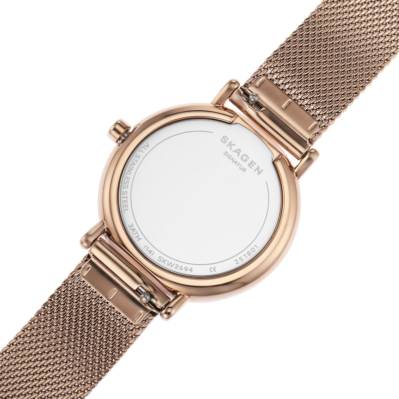 Skagen Signatur Women's Slim White Dial & Rose Gold Bracelet Watch SKW2694