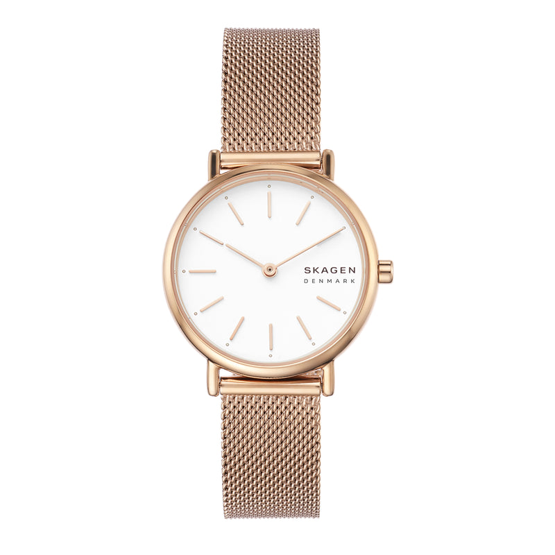 Skagen Signatur Women's Slim White Dial & Rose Gold Bracelet Watch SKW2694