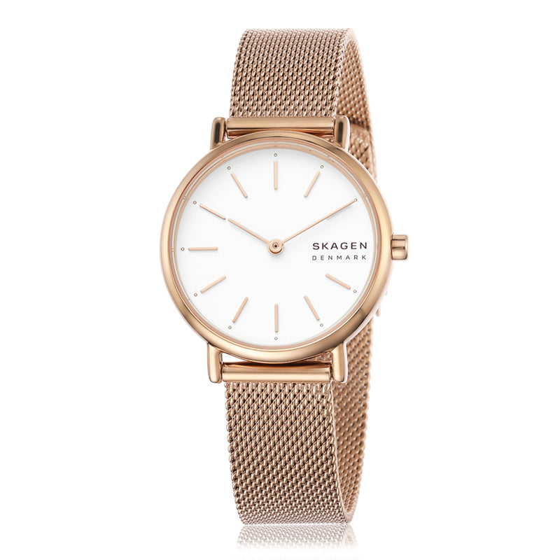 Skagen Signatur Women's Slim White Dial & Rose Gold Bracelet Watch SKW2694