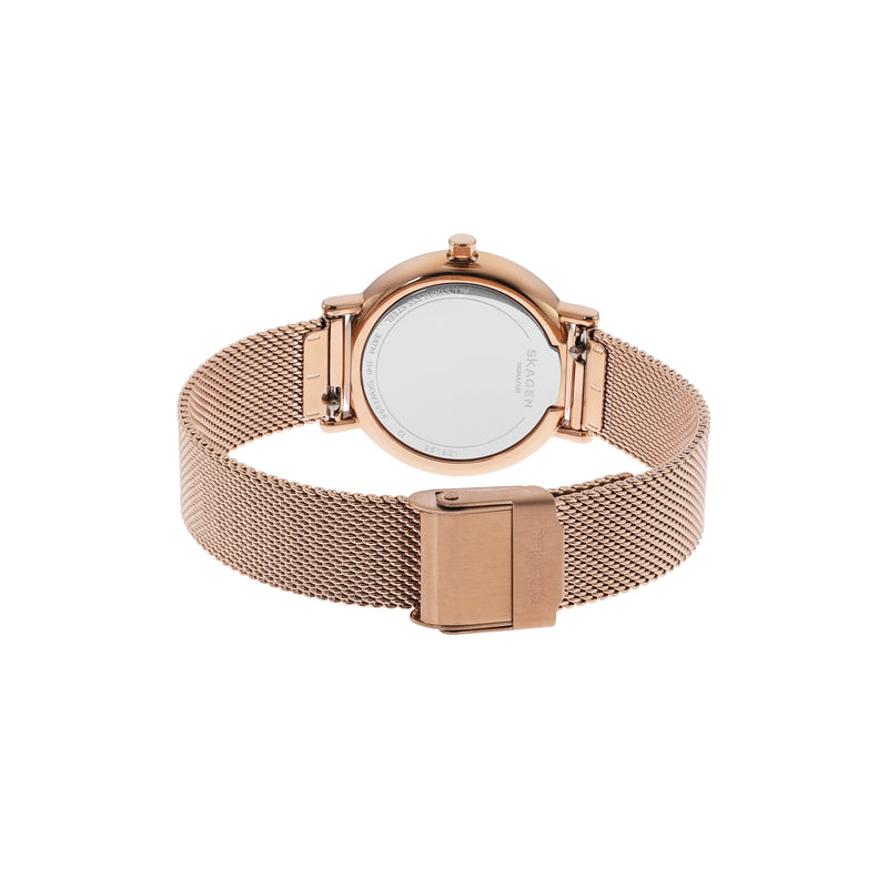 Skagen Signatur Women's Slim White Dial & Rose Gold Bracelet Watch SKW2694