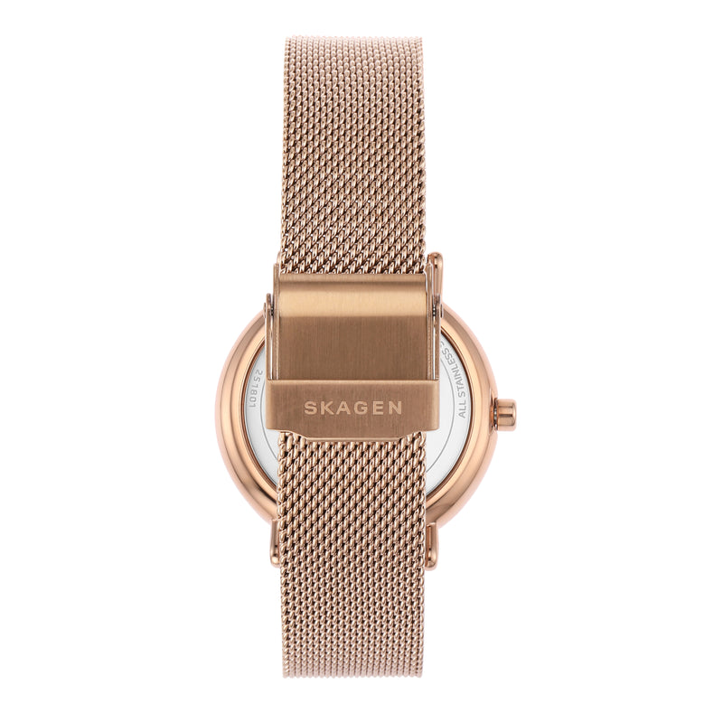 Skagen Signatur Women's Slim White Dial & Rose Gold Bracelet Watch SKW2694