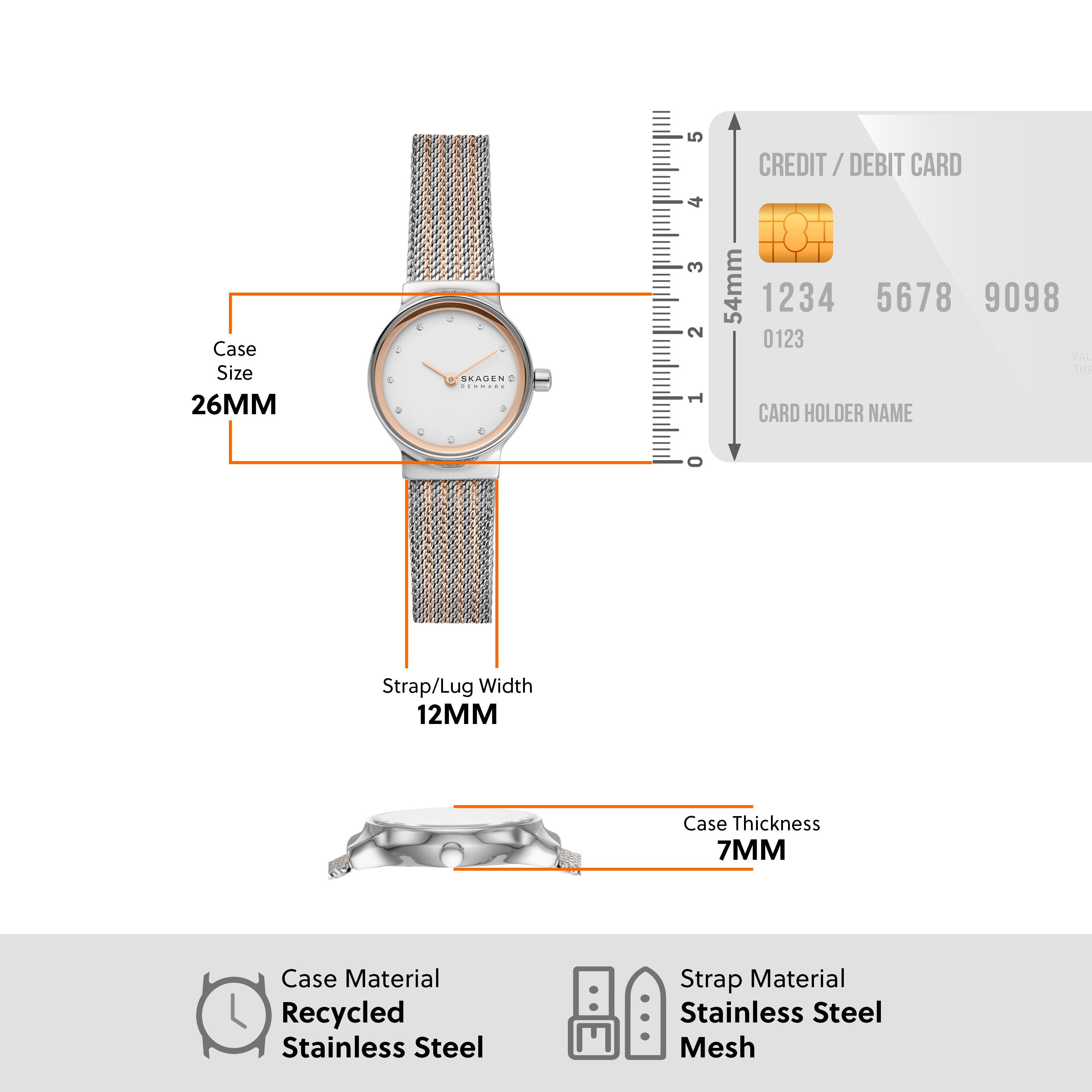 Skagen Freja Lille Two-Tone Steel Mesh Strap Watch SKW2699