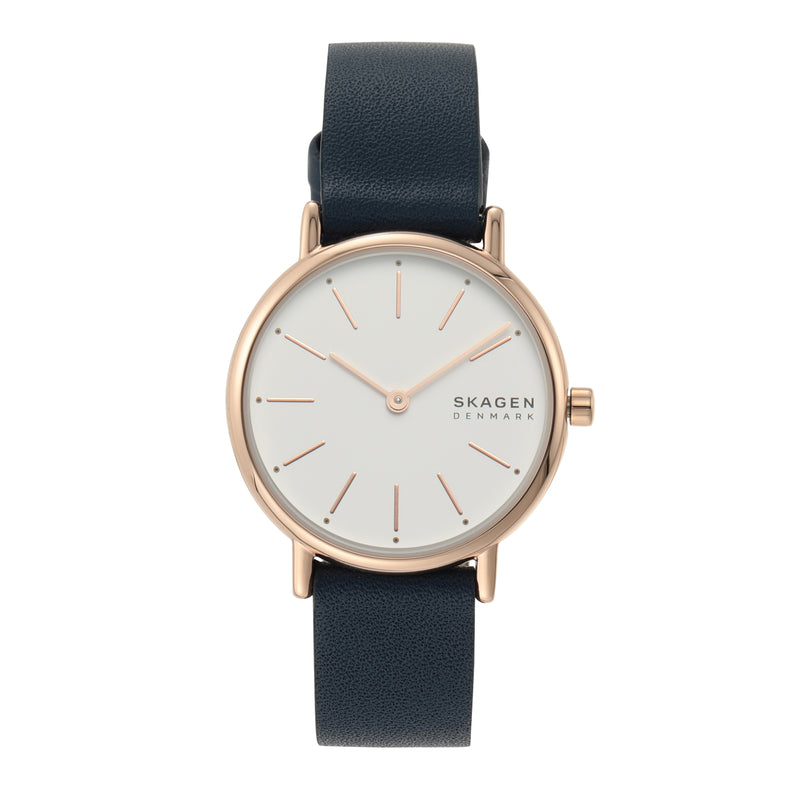 Skagen Signatur Lille Minimalist Rose-Tone Women's Watch with Navy Strap SKW2838