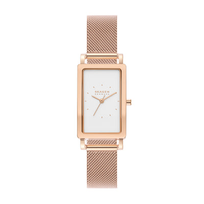 Skagen Hagen Rose Gold Rectangular Stainless Steel Mesh Watch SKW3095