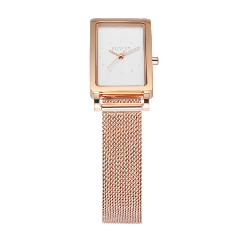 Skagen Hagen Rose Gold Rectangular Stainless Steel Mesh Watch SKW3095