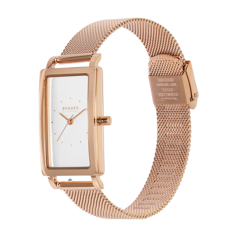 Skagen Hagen Rose Gold Rectangular Stainless Steel Mesh Watch SKW3095