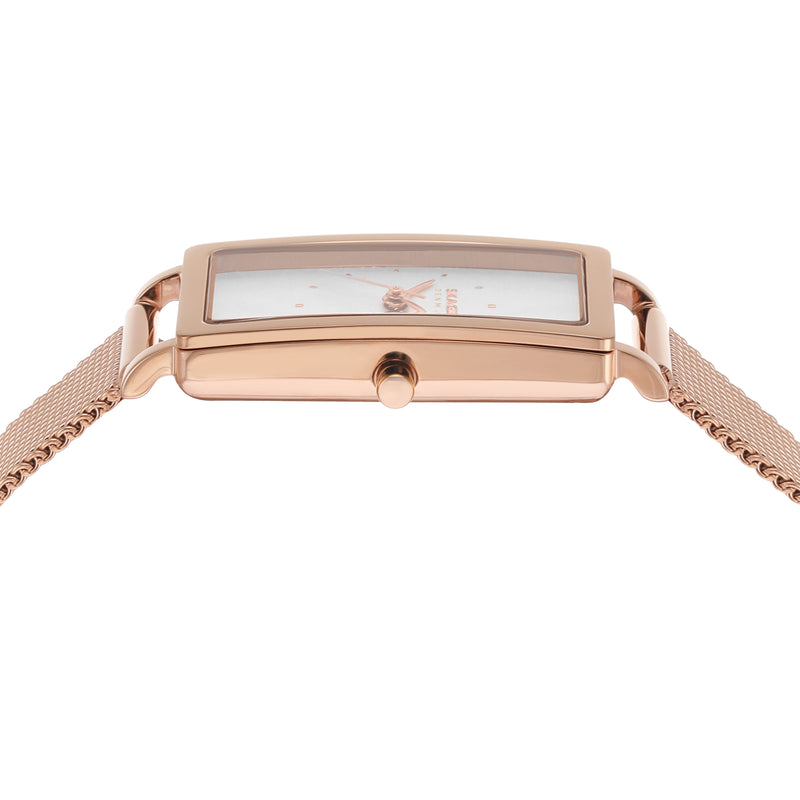 Skagen Hagen Rose Gold Rectangular Stainless Steel Mesh Watch SKW3095