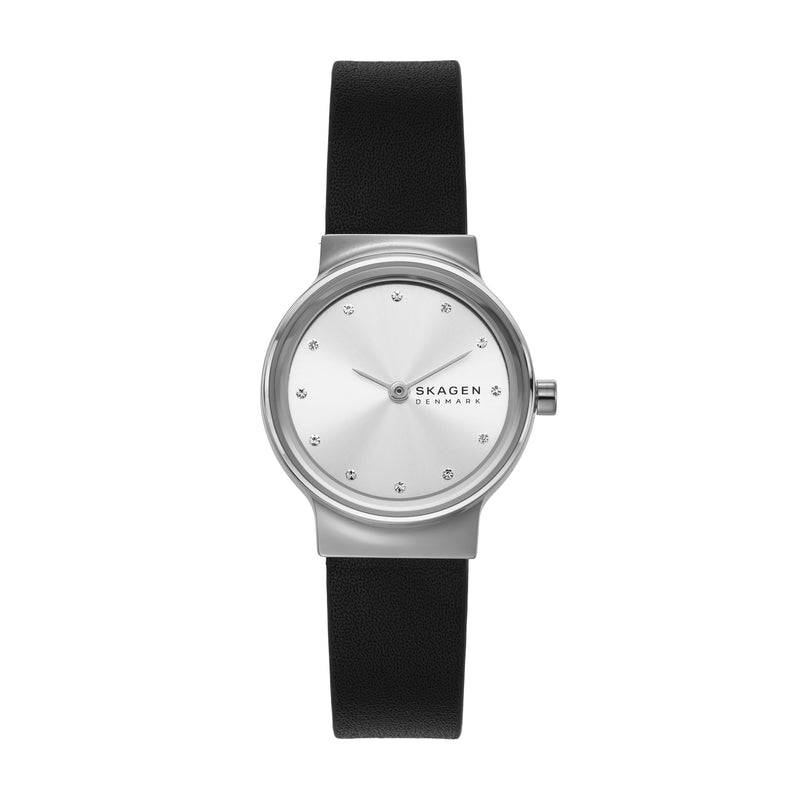 Skagen Freja Lille Elegant Black Leather Minimalist Watch SKW3119