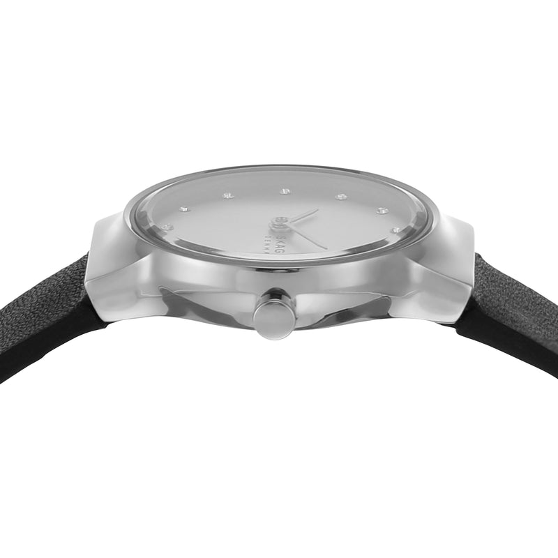 Skagen Freja Minimalist Black Leather Watch for Women SKW3119 Watch Direct