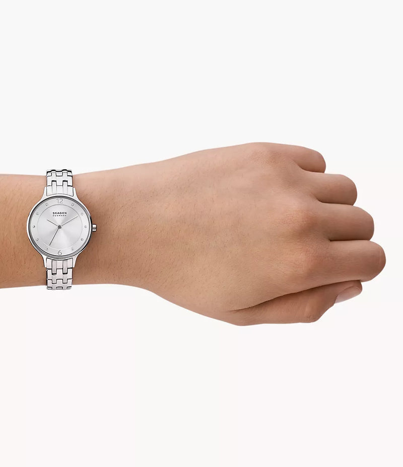 Skagen Anita Lille Elegant Silver Stainless Steel Watch with Three-Hand Display SKW3126