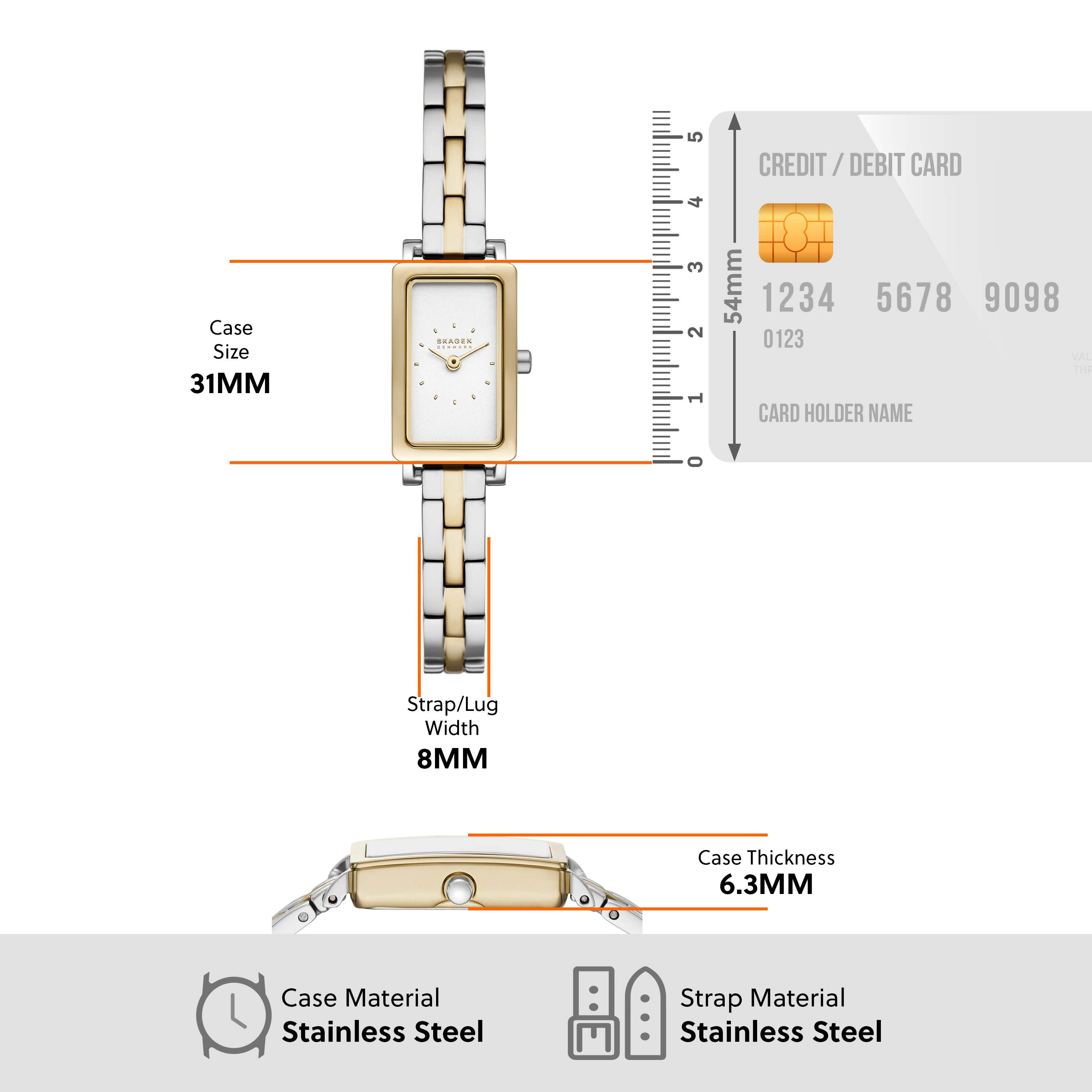 Skagen Hagen Micro White Dial Two Tone Watch SKW3155