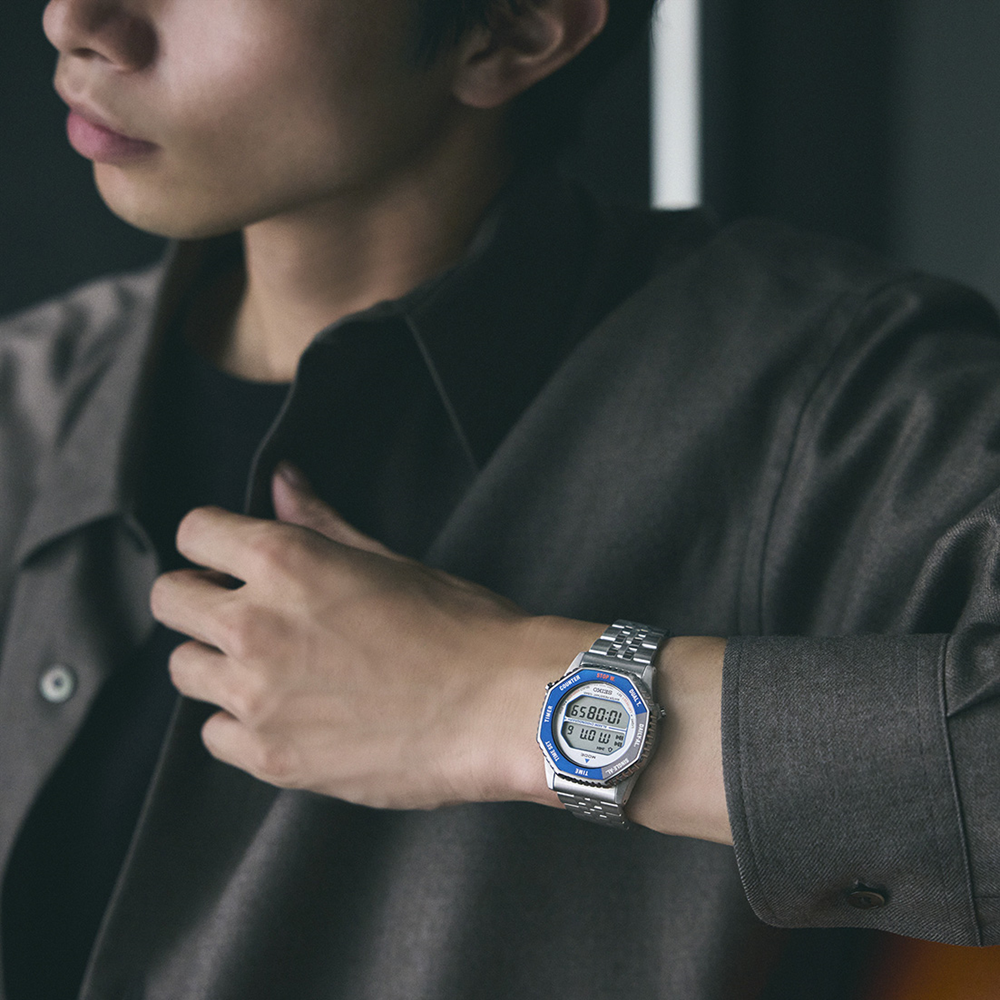 Seiko Rotocall Revival Digital Stainless Steel Black and Blue Watch SMGG21P