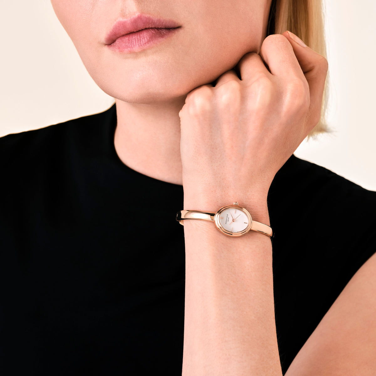 Rosefield Studio Bangle S Mother of Pearl Rose Gold Watch STWRSR-ST08